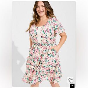 Torrid Mini Swiss Dot Tunic Center Pleat Dress Size 2X